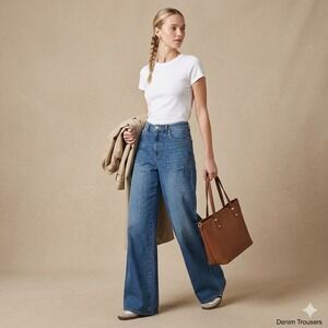 Womens 31 Wide Leg Utility Denim 90s Inspired Casual Core Normcore  Soft Grunge